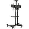 Lorell Flat Panel TV Cart - 32" to 70" Screen Support - 45.36 kg Load Capacity - Flat Panel Display Type Supported - 59" (1498.60 mm) Height x 32" (812.80 mm) Width x 27" (685.80 mm) Depth - Steel - Black