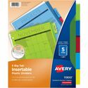 Avery Big Tab&trade; Insertable Plastic Dividersfor Laser and Inkjet Printers, 9" x 11?" , 5 tabs, 1 set - 5 x Divider(s) - 5 - 5 Tab(s)/Set - 8.50" Divider Width x 11" Divider Length - 3 Hole Punched - Translucent Plastic Divider - Multicolor Plastic Tab(s)
