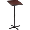 Safco Adjustable Speaker Podiums - Square Top - Mahogany Base - 21" Table Top Length x 21" Table Top Width - 46" Height - Assembly Required - Laminated