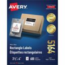 Avery&reg; TrueBlock(R) Shipping Labels, Sure Feed(TM) Technology, Permanent Adhesive, 3-1/3" x 4" , 600 Labels (5164)