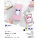 Avery&reg; Matte White Square Labels1½" x 1½" , Permanent Adhesive, for Laser and Inkjet Printers