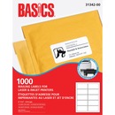 Basics&reg; Mailing Labels for Laser Printers 4" x 2" White (1,000 Labels) 100 sheets/box