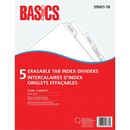 Basics® Erasable Tab Index Dividers White 5 Tabs