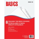 Basics® Erasable Tab Index Dividers White 8 Tabs