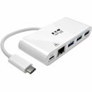 Eaton Tripp Lite Series 3-Port USB-C Hub - USB 3.x (5Gpbs) Hub Ports, Gigabit Ethernet, 60W PD Charging, White