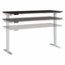 Bush Business Furniture Move 40 Series 72w X 30d Electric Height Adjustable Standing Desk - For - Table TopMocha Cherry Rectangle Top - Silver T-shaped Base - 176 lb Capacity - Height Adjustable - 28.17" to 48.24" Adjustment x 71.02" Table Top Width x 29.37" Table Top Depth - 48.24" Height - Thermofused Laminate (TFL) Top Material - 1 Each