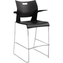 Global Duet Bar Height Stool with Arms Black