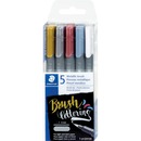 Staedtler Metallic Markers Brush Lettering Assorted Colours 5/pkg