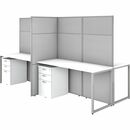 Bush Business Furniture Easy Office 60W 4 Person Cubicle Desk with File Cabinets and 66H Panels