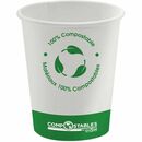 Globe Single Wall Hot/Cold Compostable Paper Cups - 10 Oz / White