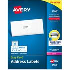 Avery&reg; Easy Peel&reg; Address Labels with Sure Feed™ Technology - 1" Width x 2 5/8" Length - Permanent Adhesive - Rectangle - Laser - White - Paper - 30 / Sheet - 100 Total Sheets - 3000 Total Label(s) - 3000 / Box AVE5160