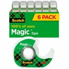 Scotch 3/4"W Magic Tape - 18.06 yd Length x 0.75" Width - 1" Core - Matte - Clear - Dispenser Included - Handheld Dispenser - Tear Resistant - For Mending, Splicing - 6 / Pack MMM6122