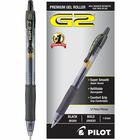 Pilot G2 Bold Point Retractable Gel Pens - 1 mm Bold Pen Point - Refillable - Retractable - Black Ink - Gel-based - Black Barrel - 1 Dozen PIL31256