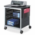 Safco Scoot Desk Side Hole Pattern Printer Stand - 200 lb Load Capacity - 3 x Shelf(ves) - 26.50" Height x 26.50" Width x 20.50" Depth - Floor - Laminate, Powder Coated - Steel - Black, Silver SAF1856BL