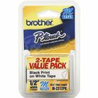 P-touch P-touch Nonlaminated M Tape Value Pack - 1/2" Width - Rectangle - White - Self-adhesive - 2 / Pack BRTM2312PK