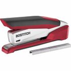 Bostitch InPower Spring-Powered Antimicrobial Desktop Stapler - Staples Upto 28 Sheet - Holds Upto 210 Staple - Full Strip - Staple Size: 0.25" - Silver, Red - Metal, Die-cast Metal - 1 Each ACI1117