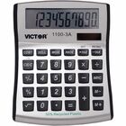 Victor 11003A Mini Desktop Calculator - Large Display, Angled Display, Dual Power, Independent Memory, Environmentally Friendly, Battery Backup - Battery/Solar Powered - Battery Included - 1.1" Height x 4.5" Width x 5" Depth x 5" Length - White, Blue, Sil VCT11003A