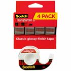 Scotch Transparent Tape - 23.61 yd Length x 0.75" Width - 1" Core - Clear - Dispenser Included - Handheld Dispenser - Stain Resistant, Moisture Resistant, Long Lasting - For Sealing, Label Protection, Wrapping, Mending - 4 / Pack MMM4184