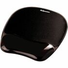 Fellowes Crystals Gel Mousepad Wrist Support Black - 0.56" Height x 7.94" Width x 9.06" Depth - Black - Gel - 1 Each FEL9112101