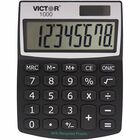 Victor 1000 Mini Desktop Calculator - Large LCD, Battery Backup, Independent Memory, Plastic Key, Dual Power - 0.71" - 8 Digits - LCD - Battery/Solar Powered - 0.5" Height x 3.3" Width x 4.3" Depth - Black - Plastic - 1 Each VCT1000
