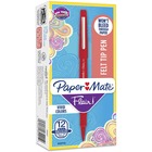 Paper Mate Flair Point Guard Felt Tip Marker Pens - Medium Pen Point - Red Ink - Water Based - Red Barrel - 1 Dozen PAP8420152