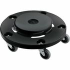 Rubbermaid Commercial Brute Easy Twist Round Dolly - 350 lb Load Capacity - 5 Casters - Structural Foam - 18.30" Width x 6.62" Height - Black - 1 Each RCP264000BK