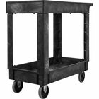 Rubbermaid Commercial 9T6600 Heavy-Duty Utility Cart - 2 Shelf - 500 lb Load Capacity - 4 Casters - 5" Caster Size - 34.25" Length x 17.37" Width x 31.50" Height - Black - 1 Each RCP9T6600BLA