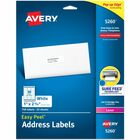Avery&reg; Easy Peel Address Labels - 1" Width x 2 5/8" Length - Permanent Adhesive - Rectangle - Laser - Matte - White - Paper - Permanent Adhesive, Customizable, Jam Resistant, Smudge-free, Easy Peel, Stick & Stay, Smudge Resistant - 30 / Sheet - 25 Tot AVE5260