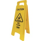 Rubbermaid Commercial Caution Wet Floor Safety Sign - English, French, Spanish - Print/Message "Caution Wet Floor" - 11" Width x 25" Height x 12" Depth - Rectangular Shape - Black Print/Message Color - Hanging - Double Sided - Foldable, Lightweight, Durab RCP611277YW