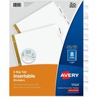 Avery Big Tab Insertable Dividers, 8-Tab Set, 1 Set (11124) - 8 x Divider(s) - Digit - 8 - 8 Tab(s)/Set - 8.5" Divider Width x 11" Divider Length - 3 Hole Punched - White Paper Divider - Clear Paper, Plastic Tab(s) - 20% - Hole-punched, Insertable, Sturdy AVE11124