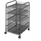 Safco Onyx Mesh File Cart - 2 Shelf - 3 Drawer - 4 Casters - 1.50" Caster Size - Steel - 15.75" Width x 17" Depth x 27" Height - Steel Frame - Black - 1 Each SAF5213BL