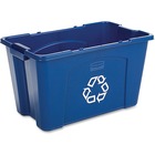 Rubbermaid Commercial 18-gallon Recycling Box - 18 gal Capacity - Rectangular - Easy to Clean, Handle, Crack Resistant, Dent Resistant, Stackable - 14.8" Height x 16" Width - Linear Low-Density Polyethylene (LLDPE), Plastic - Blue - 1 Each RCP571873BE