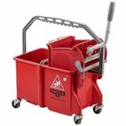 Unger Dual Compartment Mop Buckets - 4 gal - Ergonomic Design, Dual Bucket, Light Weight, Caster - Plastic - Red - 1 / Carton UNGCOMSR
