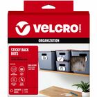 VELCRO&reg; Sticky Back 3/4in Circles White 200 ct - 0.75" Diameter - White - For Sign, Poster, Wall, Plastic, Glass, Tile, Home, School - 200 / Box VEK91824