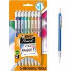 BIC Xtra Sparkle Mechanical Pencils - 0.7 mm Black Lead - #2 - Refillable - Blue Plastic, Green, Orange, Purple, Red Barrel - 24 / Pack BICMPLP241