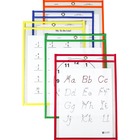 C-Line Reusable Dry Erase Pockets- Assorted Primary Colors - 9" x 12" - Red, Orange, Yellow, Green, Blue Frame - Rectangle - Reusable, Heavyweight, Easy to Clean, Eyelet - 25 / Box CLI40620