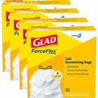 Glad ForceFlex Tall Kitchen Drawstring Trash Bags - 13 gal Capacity - 27" Length x 24" Width - Drawstring Closure - White - Plastic - Kitchen, Office, Day Care, Restaurant, School - 100/Box - 4 / Carton CLO78526CT