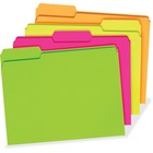 Pendaflex 1/3 Tab Cut Letter Recycled Top Tab File Folder - 8 1/2" x 11" - 150 Sheets Capacity - Top Tab Location - Assorted Tab Position - 11 pt. - Fluorescent Pink, Fluorescent Orange, Fluorescent Green, Fluorescent Yellow - Sturdy - 10% Recycled - 24 / PFX40523