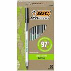 BIC Ecolutions Round Stic Ball Point Pen - 1 mm Medium Pen Point - Refillable - Black Ink - Frost Polypropylene, Translucent Plastic Barrel - 50 / Box BICGSME509BK