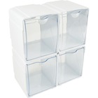 Deflecto Tilt Bin Interlocking Storage Organizer - 5.50" Height x 5.25" Width x 4.75" Depth - Desktop - Interlockable, Stackable - White - 4 / Box DEF421103