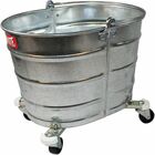 Impact Products Oval Galvanized Steel Bucket with 2" Casters - Reinforced, Embossed - Galvanized Steel IMP260