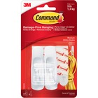 Command Strip Adhesive Hooks - 3 lb (1.36 kg) Capacity - for Home, Office - White - 2 / Pack MMM17001ES