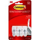 Command Strips 1/2 lb Small Wire Hooks - 8 oz (226.8 g) Capacity - for Utensil - White - 3 / Pack MMM17067ES
