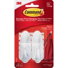 Command Adhesive Medium Designer Hooks - 3 lb (1.36 kg) Capacity - Plastic - White - 2 / Pack MMM17081ES