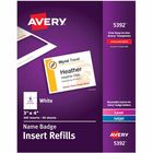 Avery&reg; Laser/Inkjet Badge Insert Refills - x 3" Width x 4" Length - Insert - Inkjet, Laser - White - Card Stock - 6 / Sheet - 50 Total Sheets - 300 Total Label(s) - 300 / Box AVE5392