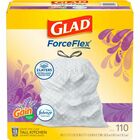 Glad ForceFlex Tall Kitchen Drawstring Trash Bags - Gain Lavender with Febreze Freshness - 13 gal Capacity - 25.38" Length x 23.75" Width x 0.72 mil (18 Micron) Thickness - Drawstring Closure - White - Home, Office/ - 110 / Box CLO79157