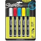 Sharpie Wet Erase Chalk Markers - Medium Marker Point - Blue, Yellow, White, Red, Green Ink - 5 / Pack SAN2103011