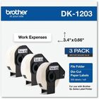 Brother DK File Folder Label - 21/32" Width x 3 2/5" Length - Rectangle - Thermal - White - Paper - 300 / Roll - 3 / Pack BRTDK12033PK