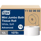 TORK Soft Mini Jumbo Toilet Paper Roll White T2 - 2 Ply8.38" Length - 1075 Sheets/Roll - 7.40" Roll Diameter - 2 19/64" Core - White - 12 / Roll TRK11020602