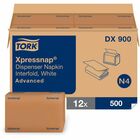 TORK Xpressnap White Dispenser Napkin N4 - 1 Ply - Interfolded - 13" Width x 8.50" Length - White - Fiber - 500/Pack - 12 / Carton TRKDX900